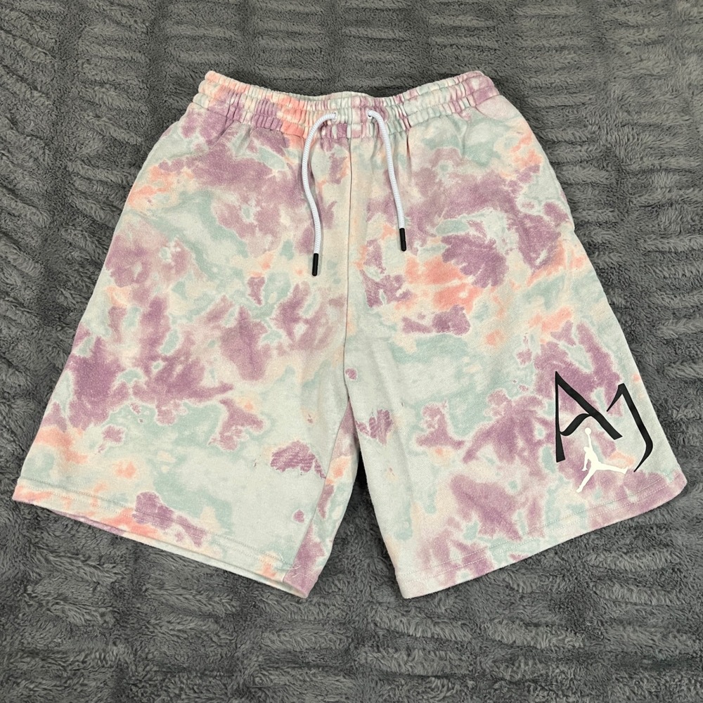 Jordan Kids AJ Tie Dye Sweat Shorts Purple Teal Large 12-13Y B459-G7H